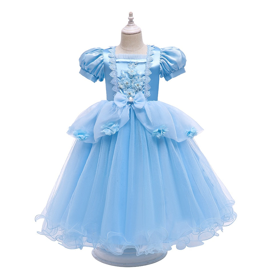 Vestido Infantil Cosplay Cinderela Vestido Princesa Azul Para Festa de  Halloween